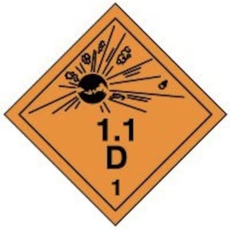 Accuform TDG PLACARD HAZARD CLASS 1 TCP104VS100 TCP104VS100